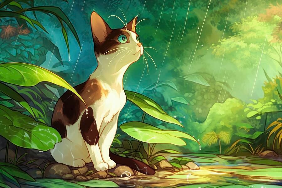 Cat in the Rainy Forest. Wall Art Prints: matthias-hauser.pixels.com/featured/cat-i… #cats #animals