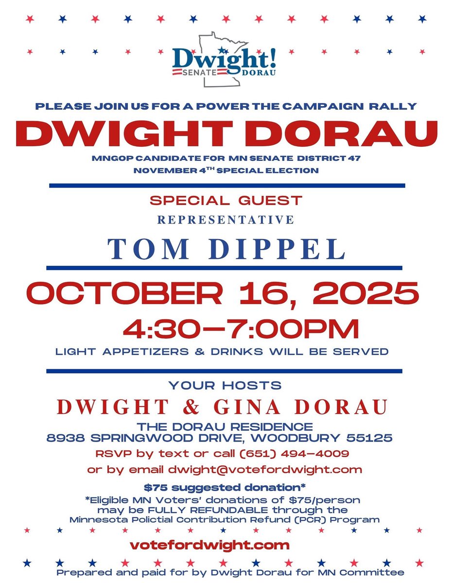 DwightDorauMN's tweet photo. YOU’RE INVITED!
#dwightdorauforMN
#fightingforminnesotasfuture
#woodburymn
#woodburymncandidate
#woodburycandidate
#mnsenatecandudate
#mn47candidate
#SD47
#MNSD47 https://t.co/KTmvuNk1BG