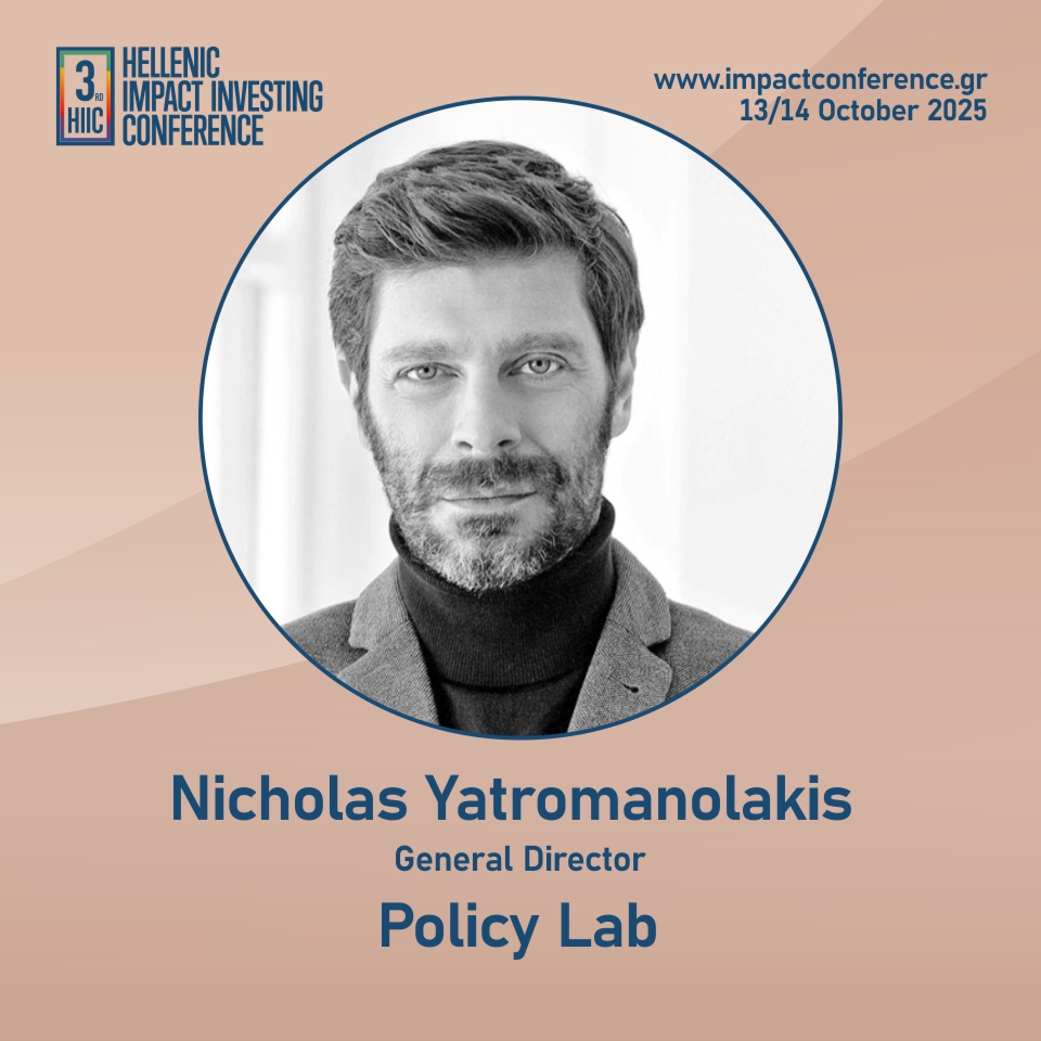hellenicimpact's tweet image. #HIIC25 Speaker:  Nicholas Yatromanolakis
General Director, #PolicyLab
3rd Hellenic #ImpactInvesting #Conference
🗓️ 13/14 October 2025 - Impact Weekend 11/12 Oct.
📌 Zappeion Megaro, #Athens, #Greece
🔗 impactconference.gr
#ΕΠΚΑ #επενδύσεις #αντίκτυπος
#impinv #SDGs