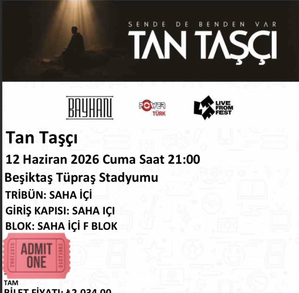 Yarın ki planlarıma bile uymakta zorlanırken bir sene sonraya bana bilet aldırdın..<a href="/TanTasci/">Tan Taşçı</a> 
Şarkılar da ezberlendi, 2026 Haziran çabuk gelsin o zaman😍
#iyigeceler