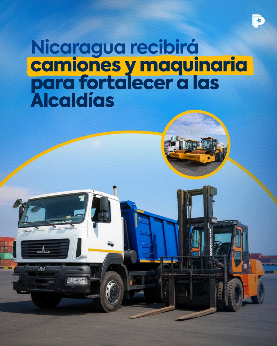 🚜La Copresidenta Cra. Rosario Murillo anunció que en los próximos días llegarán nuevos camiones y maquinarias para fortalecer el trabajo de las alcaldías del país, garantizando mejores condiciones para seguir sirviendo con eficiencia y compromiso a las familias nicaragüenses. 💪🏽