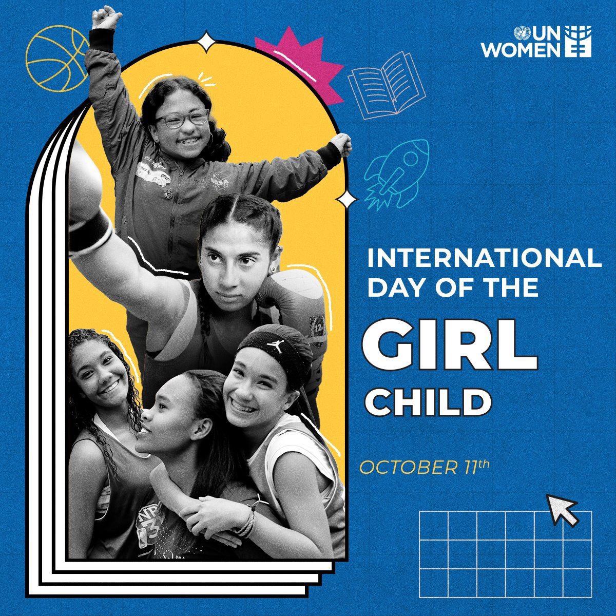 UN's tweet image. Girls are breaking stereotypes & overcoming gender bias that have long held them back from realizing their full potential & pursuing their dreams.
On Saturday's #DayOfTheGirl and every day, @UN_Women stands with girls as they take charge of their futures. unwomen.org/en