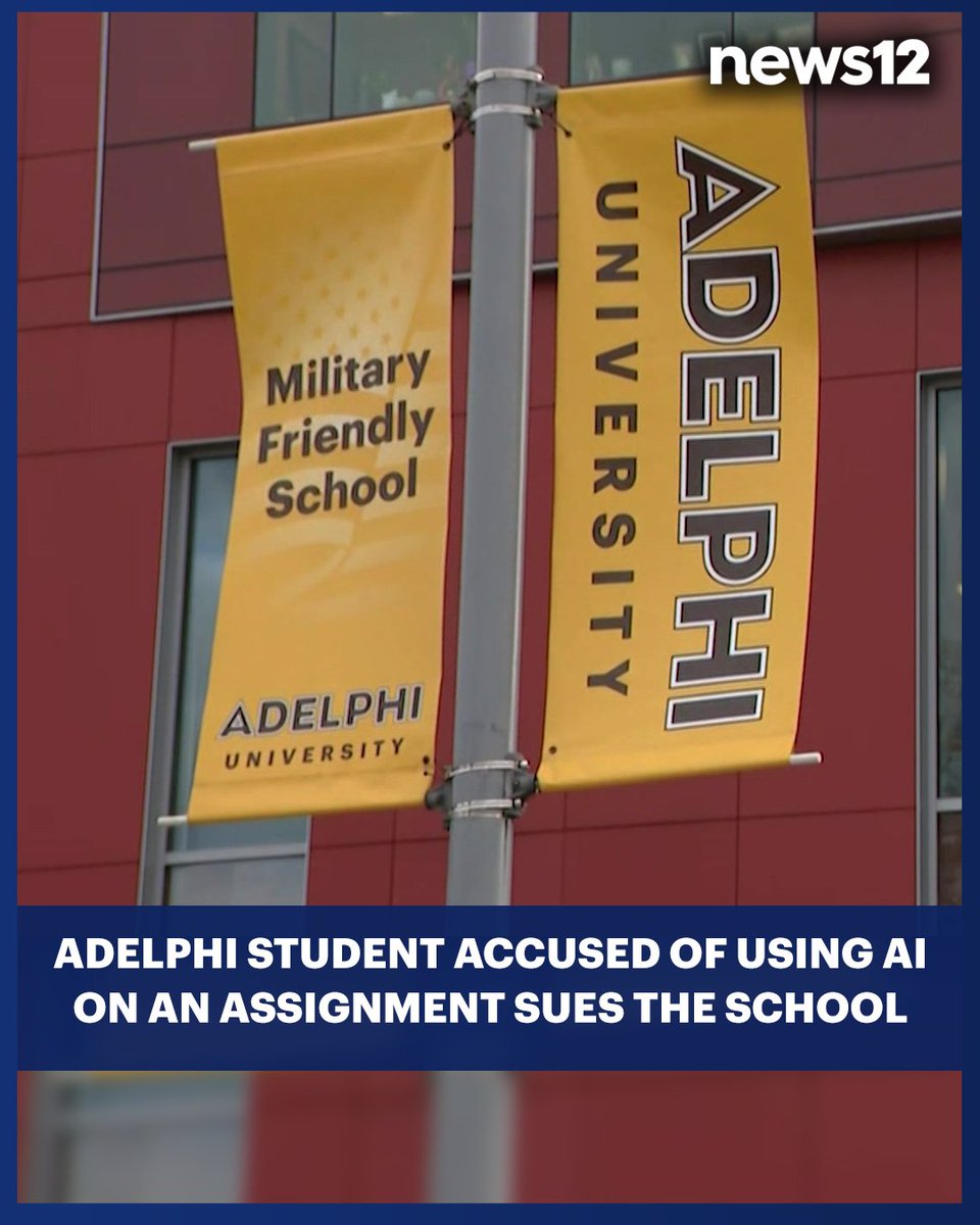 News12LI's tweet image. STUDENT LAWSUIT: An Adelphi student accused of using artificial intelligence to write an essay is now suing the university. bit.ly/4n2Ocud
#News12LI #Adelphi #AI