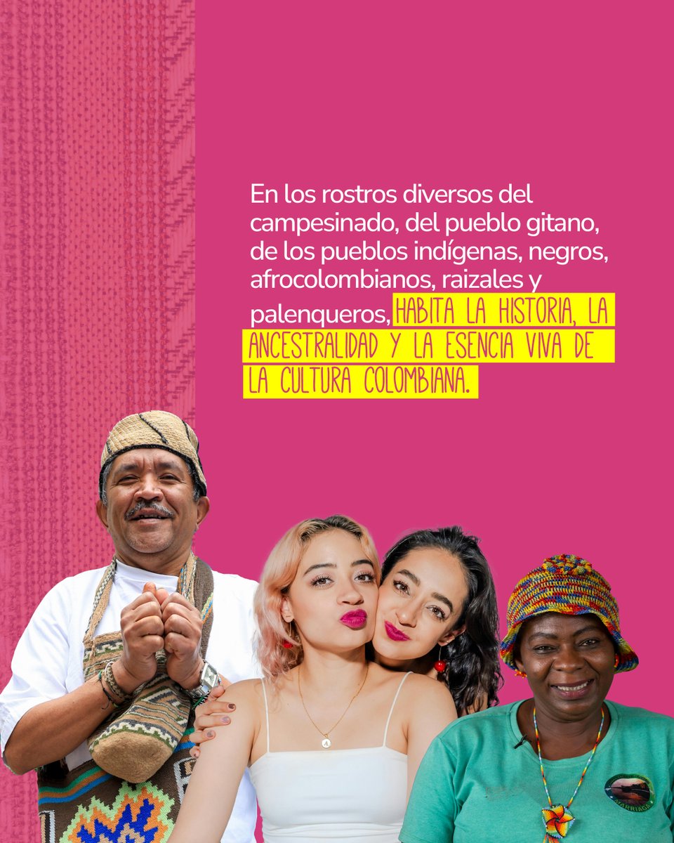 MinIgualdad_Col's tweet photo. ¡El Día de la Raza ya es historia patria!

Hoy celebramos la diversidad étnica y cultural que hace de Colombia un país pluriétnico y multicultural, donde cada territorio late con su propio corazón.

Con programas como Hambre Cero, el Sistema Nacional del Cuidado y Promoviendo Paz en los Territorios, trabajamos por un país que reconoce sus raíces y construye futuro con amor y equidad.

#ColombiaPluriétnica #IgualdadReal #DiversidadQueUne #MinIgualdad