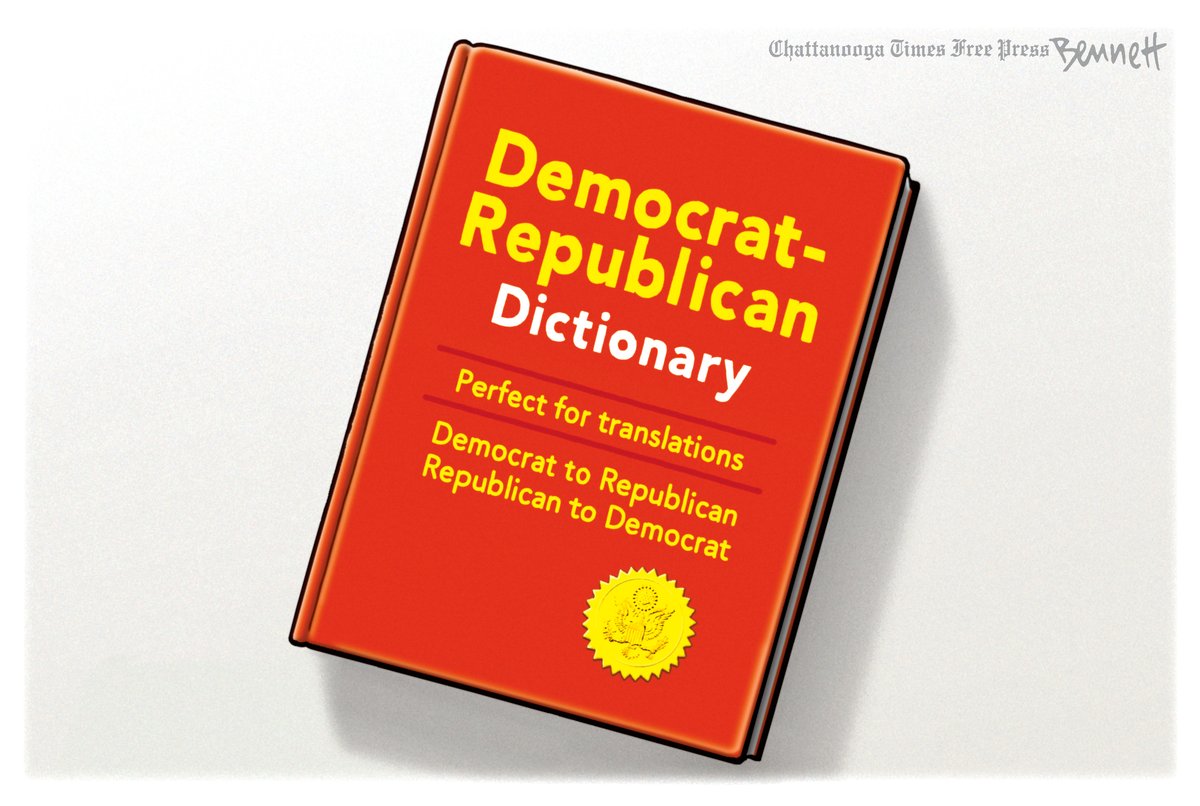 BennettCartoons's tweet photo. 10/11/2025- Translation Dictionary #Politics #Tribalism #Partisanship #Polarization #Democrats #Republicans https://t.co/ZQX15sN2yL https://t.co/cSATVa1shI