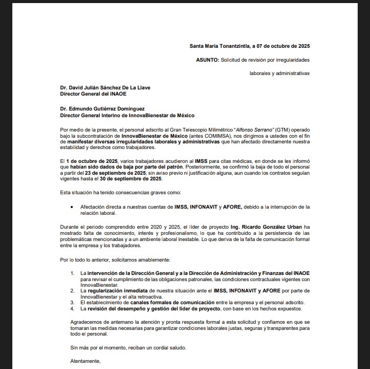 ...con esto muchas irregularidades en altas y bajas en <a href="/Tu_IMSS/">IMSS </a> <a href="/IMSS_Bienestar/">IMSS Bienestar</a>, reducciones drásticas de sueldos en la plataforma de <a href="/Tu_IMSS/">IMSS </a> <a href="/IMSS_Bienestar/">IMSS Bienestar</a> y bajas arbitrarias  en el servicio médico de <a href="/Tu_IMSS/">IMSS </a> sin dar ninguna explicación. <a href="/Secihti_Mx/">Secretaría de Ciencia</a> <a href="/CentrosConahcyt/">Centros Secihti</a> 4/5
