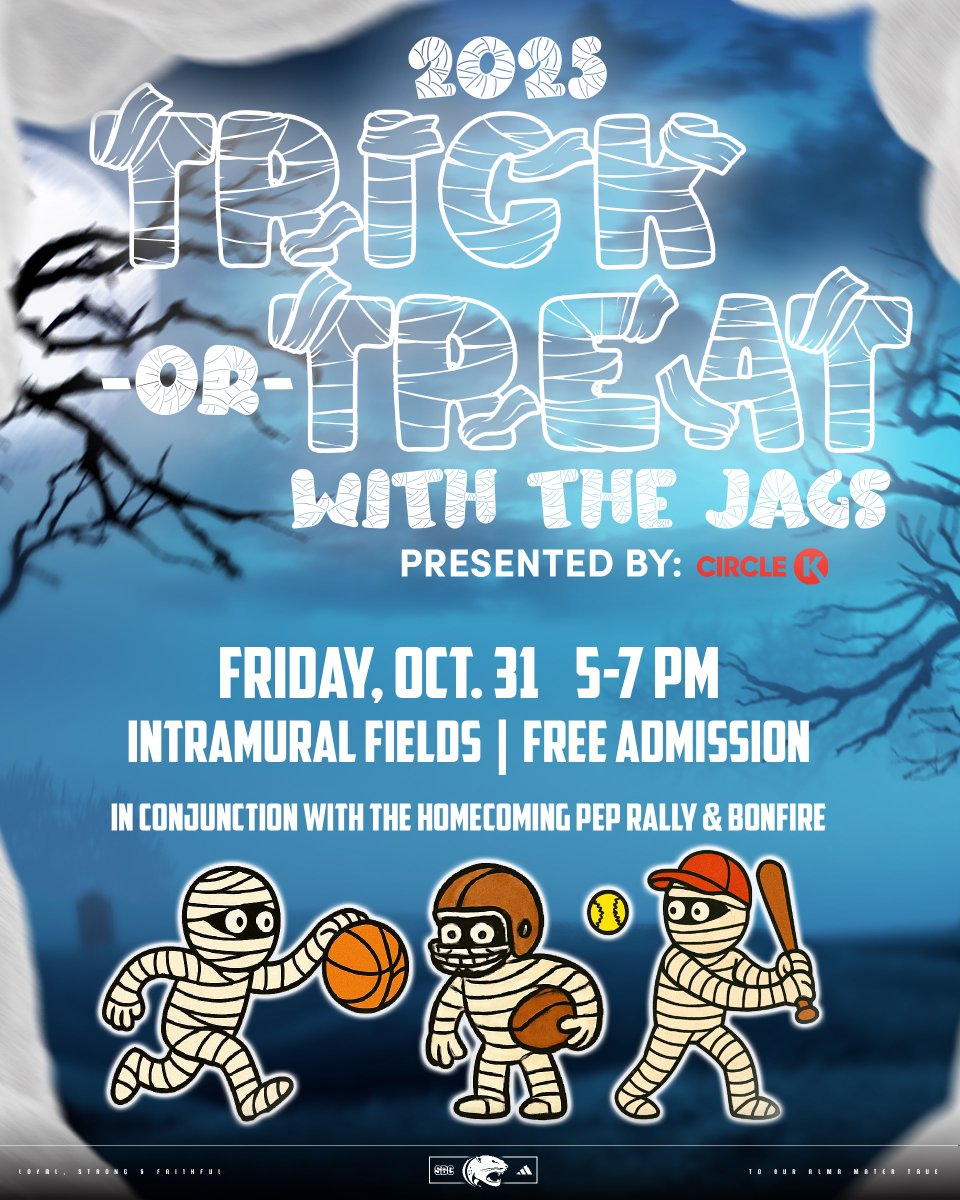 Trick-or-Treat with the Jags is BACK! 👻

Join us for a night full of candy,costumes, and Halloween fun! 🍬

#LSF
