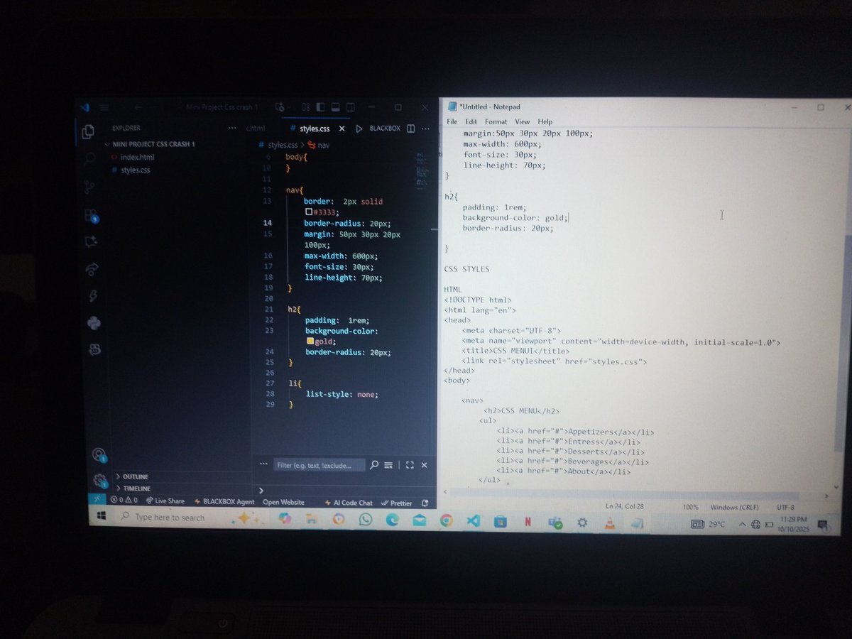 J_Coder11's tweet image. Coding in notepad then in visual studio trying to see of I really understand what each element does #dev #coding #fronted #learning #CodingJourney