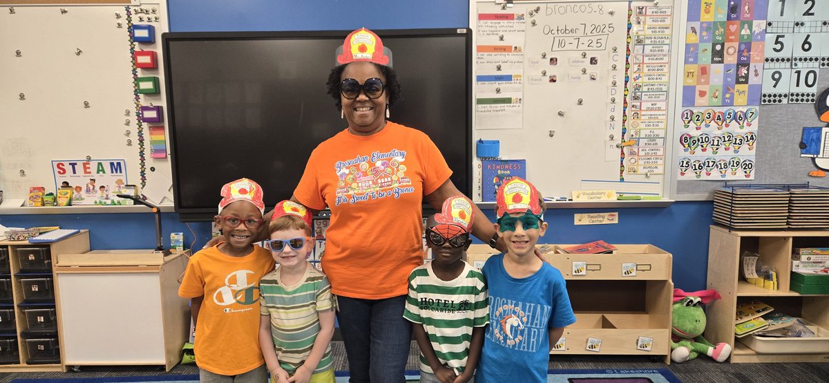 Just like our colors, my little Bronco's futures are so bright, so we had to wear our sunglasses!! 
<a href="/BrosnahanES/">Brosnahan Elementary</a> <a href="/CyFairISD/">Cypress-Fairbanks ISD</a> 
#CollegeandCareerWeek2025