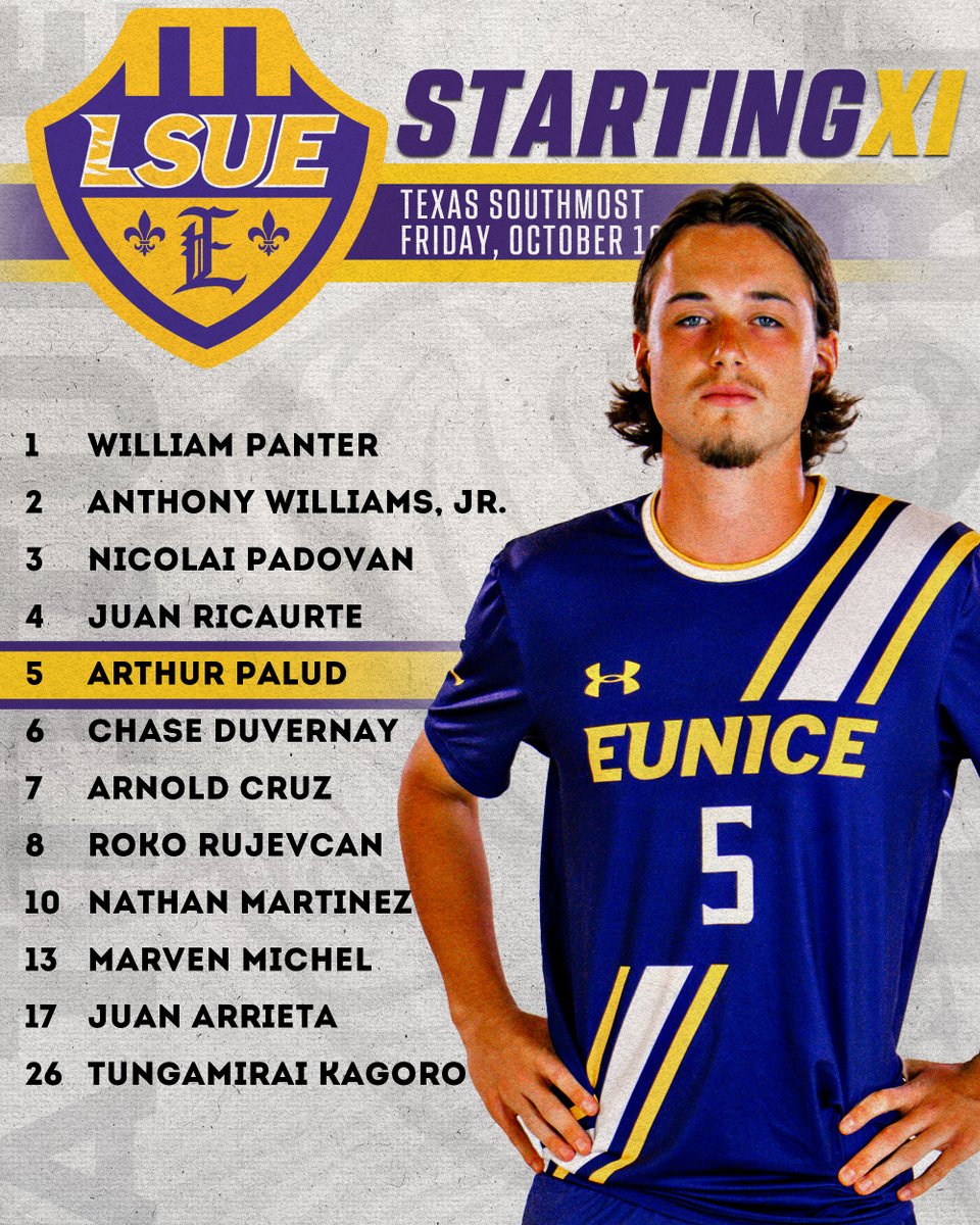 Ready to GEAUX! LSU Eunice invades south Texas tonight for a battle with Texas Southmost.  Here's our Starting XI for first kick in Brownsville.

#GeauxBengals
#EarnYourStripes