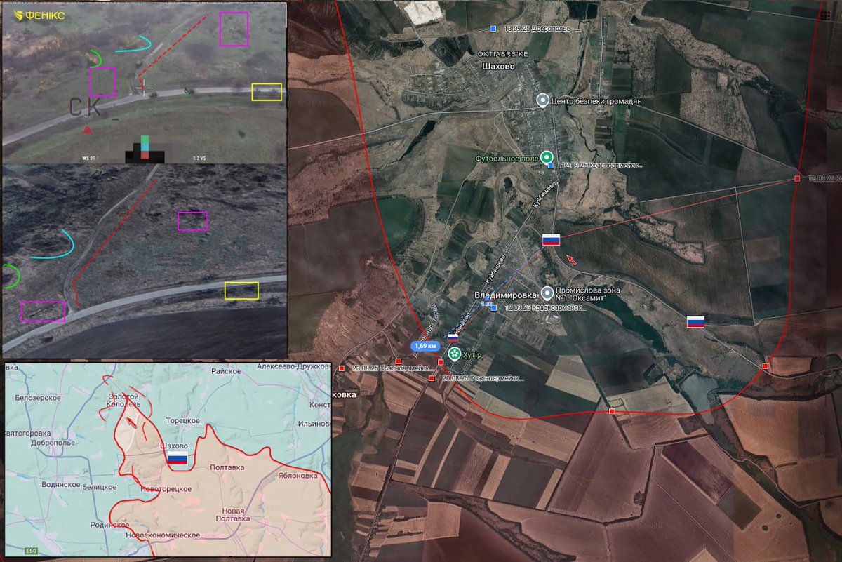 SU_57R's tweet image. 🇷🇺🇺🇦 Russian units have once again been geolocated on the northern outskirts of Vladimirovka,  along the Pokrovsk/Dobropillia flank. 

This essentially confirms the recapturing of the settlement.