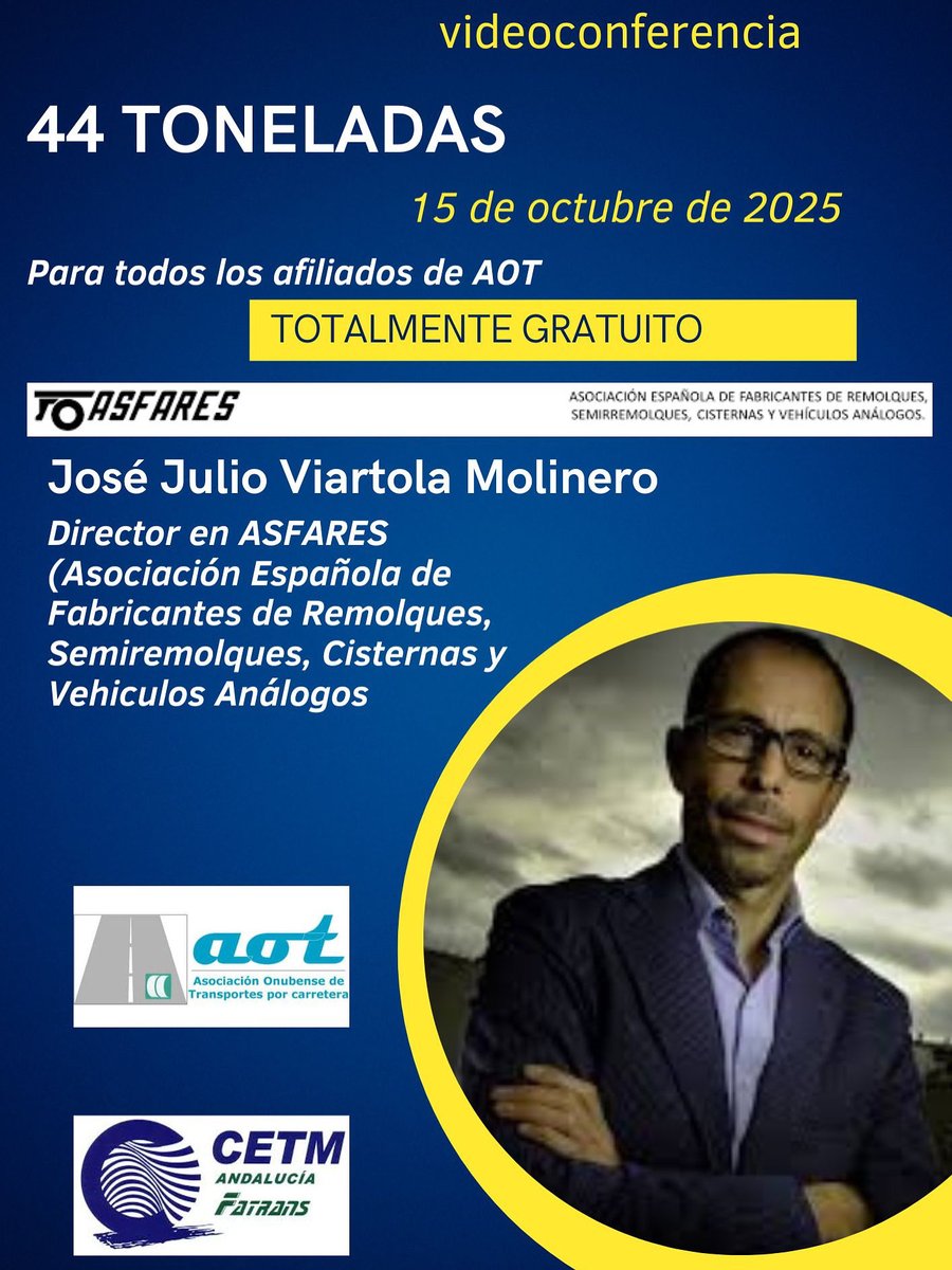 ¡No te pierdas nuestra videoconferencia gratuita sobre las 44 toneladas! 

La Asociación Onubense de Transportes por Carretera (AOT), junto a CETM-FATRANS, organiza una sesión online para conocer todas las claves de la nueva regulación de las 44 toneladas.