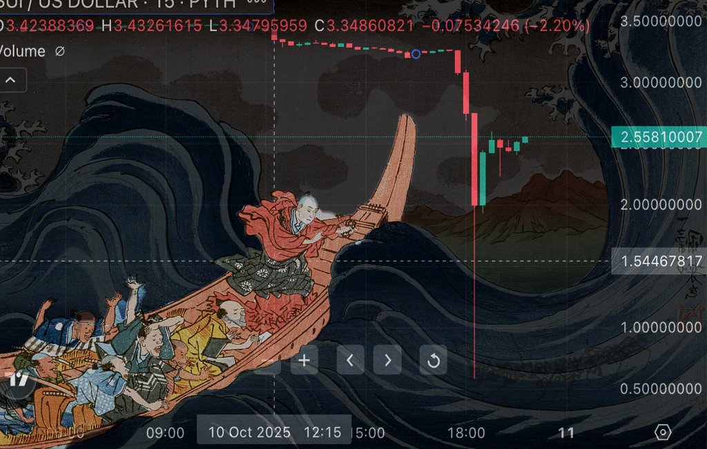 Chart showing crypto market flash crash on October 10, 2025