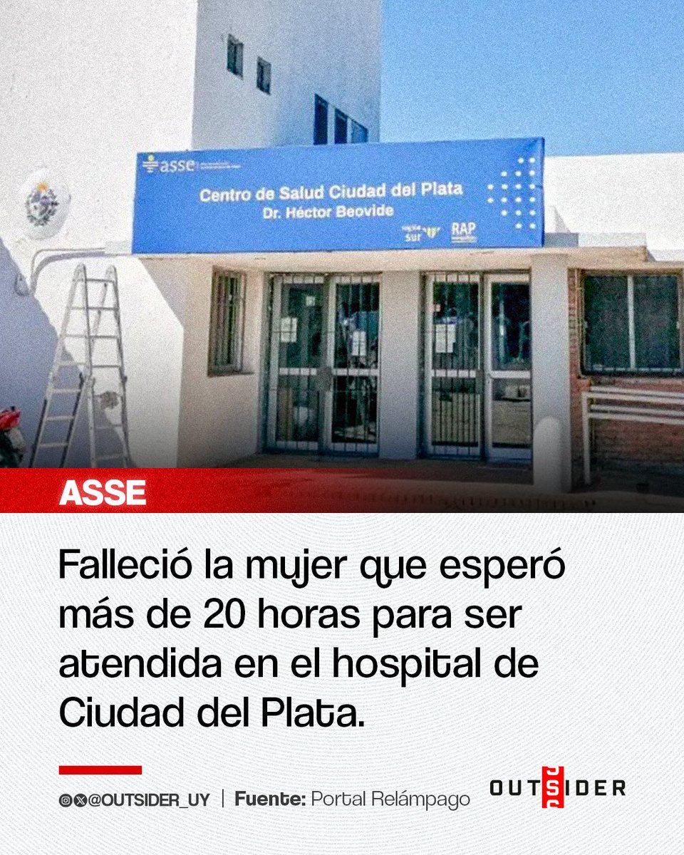 🚨 | Una mujer de 92 años falleció tras esperar 21 horas por una ambulancia en el hospital de Ciudad del Plata. Luego de ser trasladada al hospital Maciel, debió aguardar otras cinco horas para ser atendida, debido a la falta de camas disponibles.