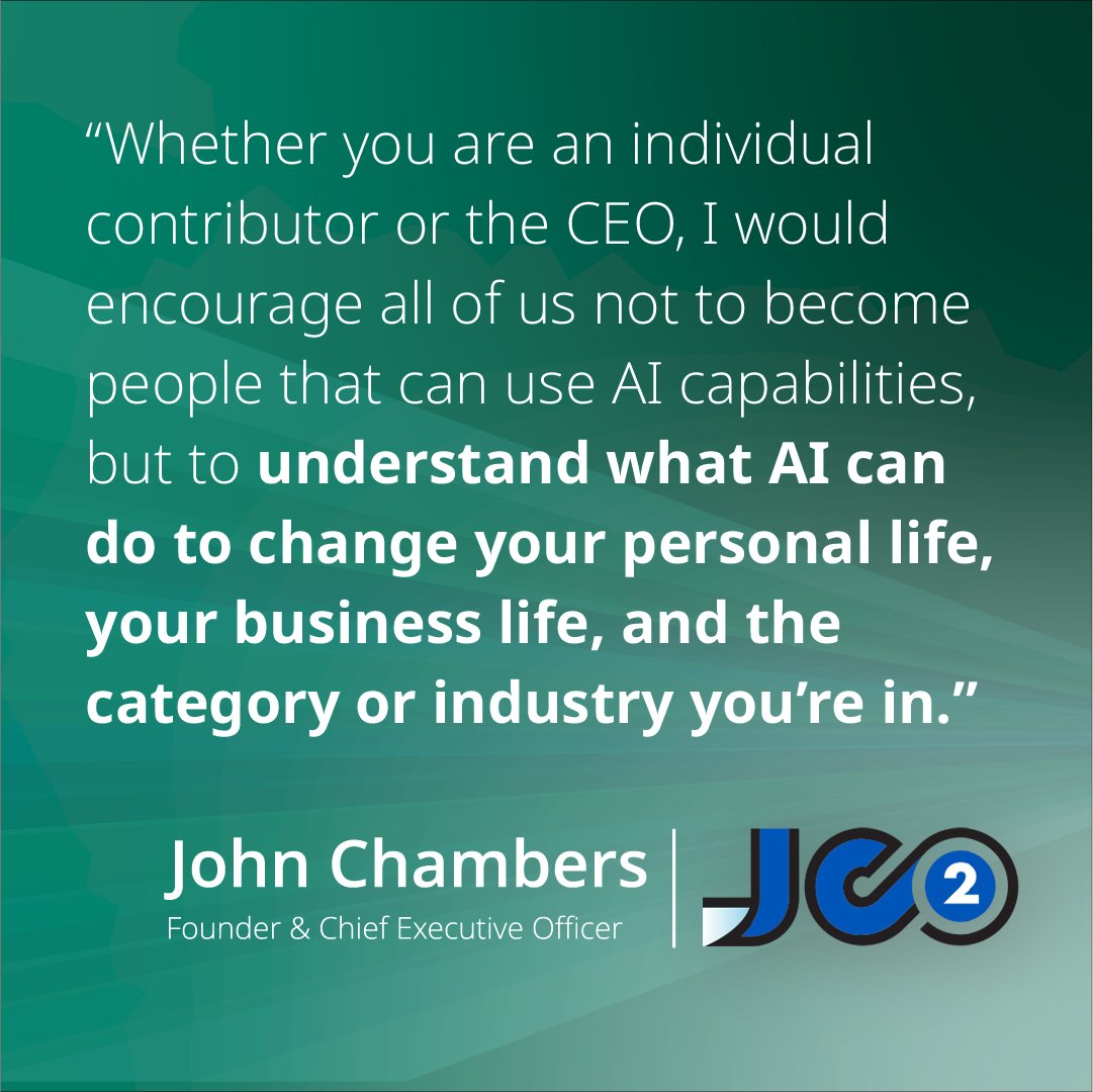 technovationpod's tweet photo. It's not enough to just be able to use #AI tools. 

Whether you're a CEO or an intern, @JC2Ventures founder John Chambers says the future belongs to those who grasp how AI can be used to transform.

🎧 Full episode in replies

#Leadership #FutureOfWork #DigitalTransformation https://t.co/wQt5MGFXZk