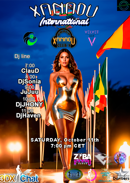 🌍 ＸＡＮＡＤＵ™ 》ＩＮＴＥＲＮＡＴＩＯＮＡＬ《
Flags up, lights on, beats worldwide.
Saturday 7:00 pm CET at <a href="/3dxchat/">3DXChat</a>.
The world dances together under one rhythm, the Xanadu rhythm.
#Xanadu #International #3DXChat #Party #Dance #House