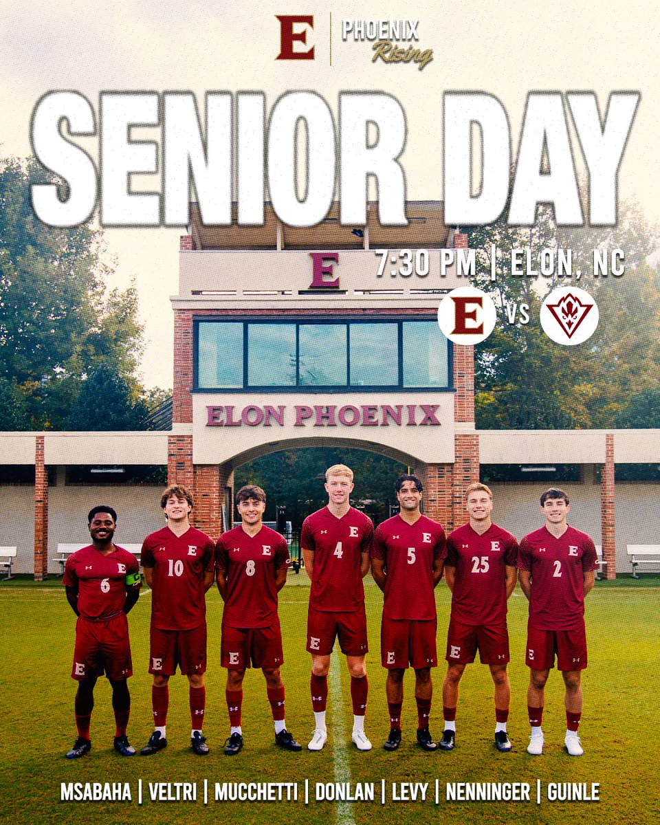 For the seniors 🫶

🆚 UNCW
🕐 7:30 p.m.
🏟️ Rudd Field
📺 FloCollege | tinyurl.com/2dzra7rd
📊 Live Stats | tinyurl.com/ysu352bk
🚨 Our senior ceremony will take place before kickoff

#PhoenixRising | #EUMSOC