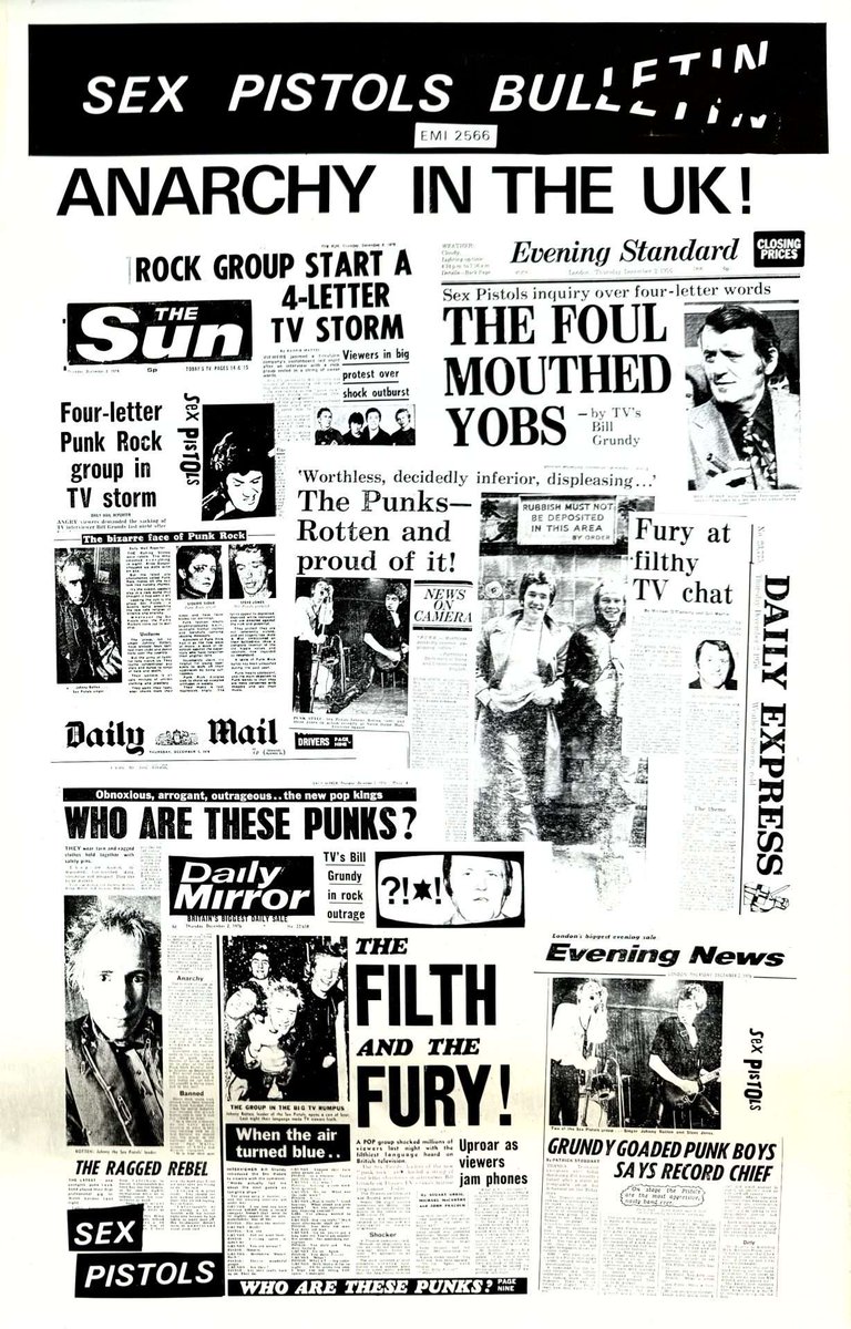 49 years ago today
The Sex Pistols recorded their first single, "Anarchy in the U.K." It would be a smash, despite being banned by the BBC.

Picture Description

Jamie Reid and Sophie Richmond - Sex Pistols Bulletin for Anarchy in the UK!

#punk #punks #punkrock #oldschoolpunk