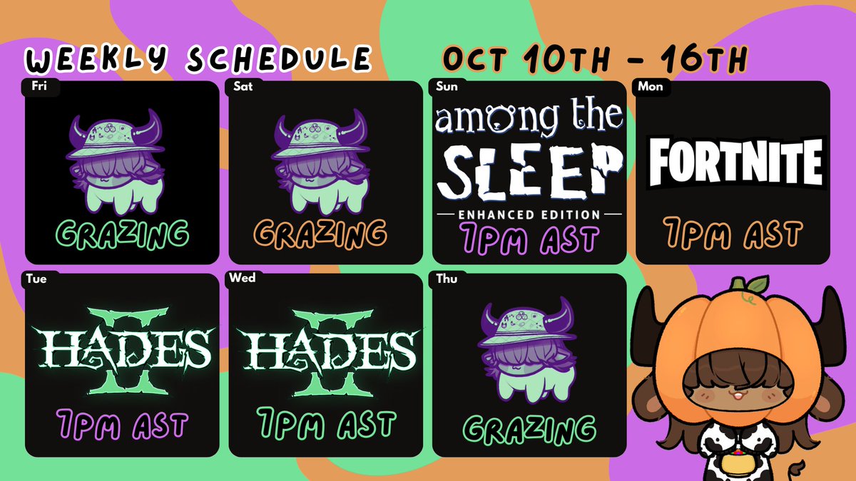 VincentKrane_'s tweet photo. New schedule for more spooky fun we return to baby in among the sleep then some silly fun as Fortnightmares goes on then back to witchy goodness with Hades II see you there!! https://t.co/lttphfwffv