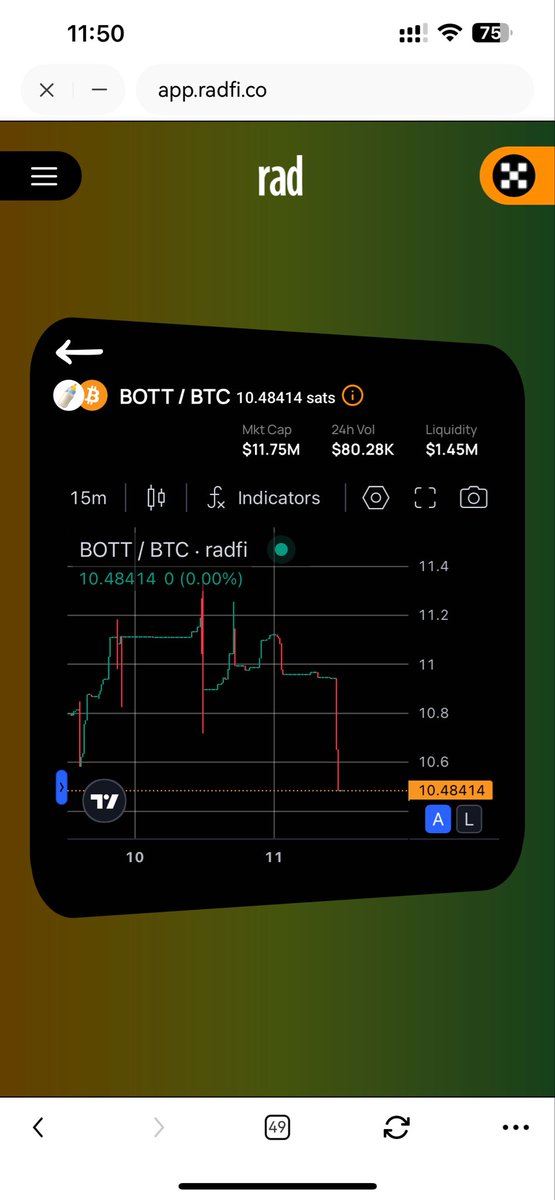 xhe155082's tweet image. 还得是比特币生态一级市场，我们的奶瓶BOTT 这么抗跌#BOTT  #radfi