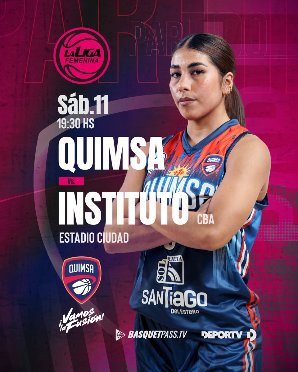 #ʜᴏʏᴊᴜᴇɢᴀʟᴀꜰᴜꜱɪóɴ 🔵🔴⚪️
🏆 <a href="/LFBArgentina/">La Liga Femenina</a>
🏀 Quimsa 🆚 Instituto 
⏰️ 19:30 Horas 
🏟️ Estadio Ciudad 
📺 BasquetPass y DeporTV 
🎟 $2000