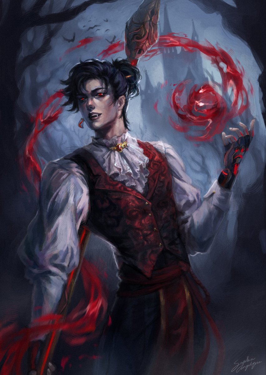 submission for a Wuyang halloween art contest. vampire Wuyang with a blood bender twist! #overwatch #fanart #digitalart #characterart