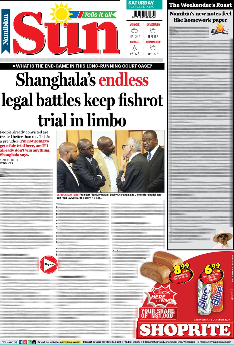 namibiansun's tweet photo. 👉 Check it out here: https://t.co/UTwW1ZD5vN
Don’t miss our Saturday newspaper!
Enjoy the interactive pages.
Don’t miss it!
#SunSaturdayNewspaper #SaturdayRead #InTheNews #Frontpage https://t.co/kcUsX17sKn