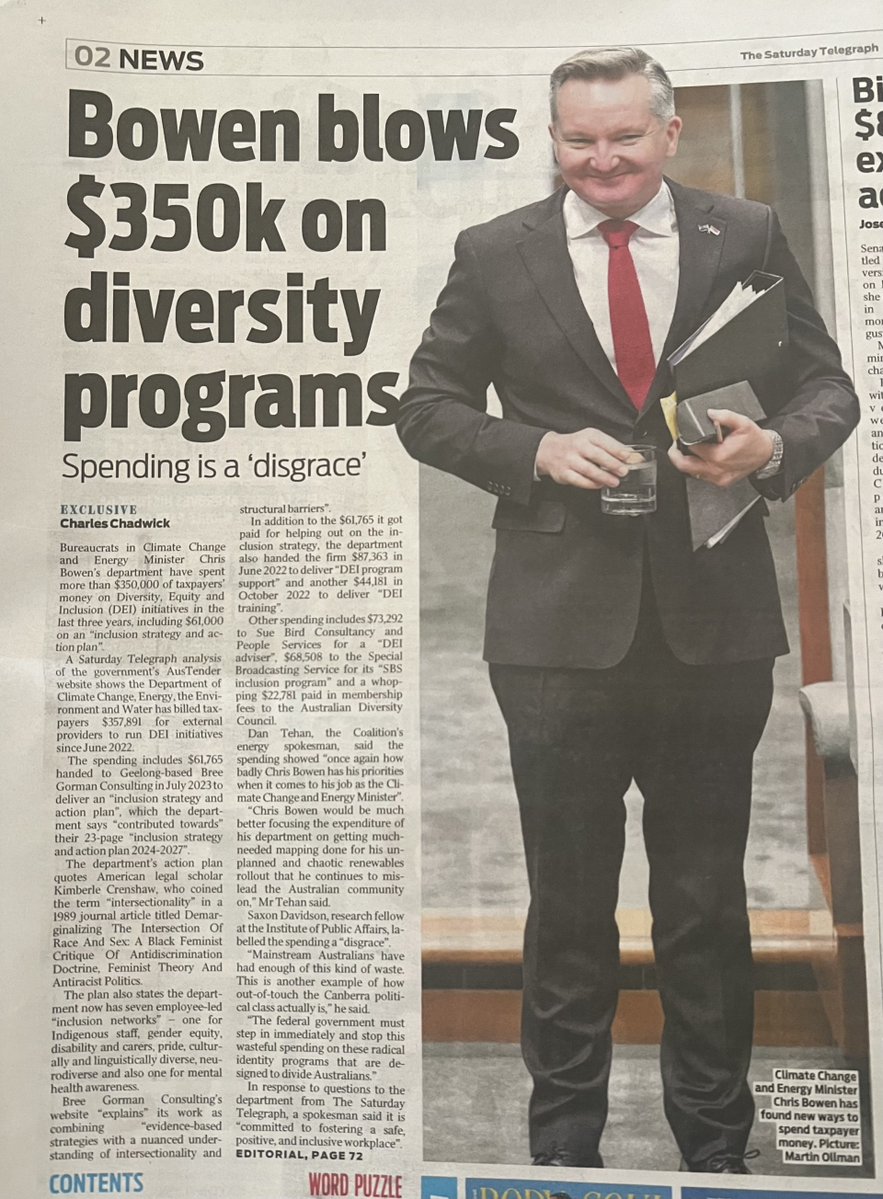 KobieThatcher's tweet image. Chris Bowen&apos;s department has wasted more than $350,000 on diversity, equity, and inclusion programs in the last three years.

When is Australia going to get the memo that the world has moved on from woke nonsense?