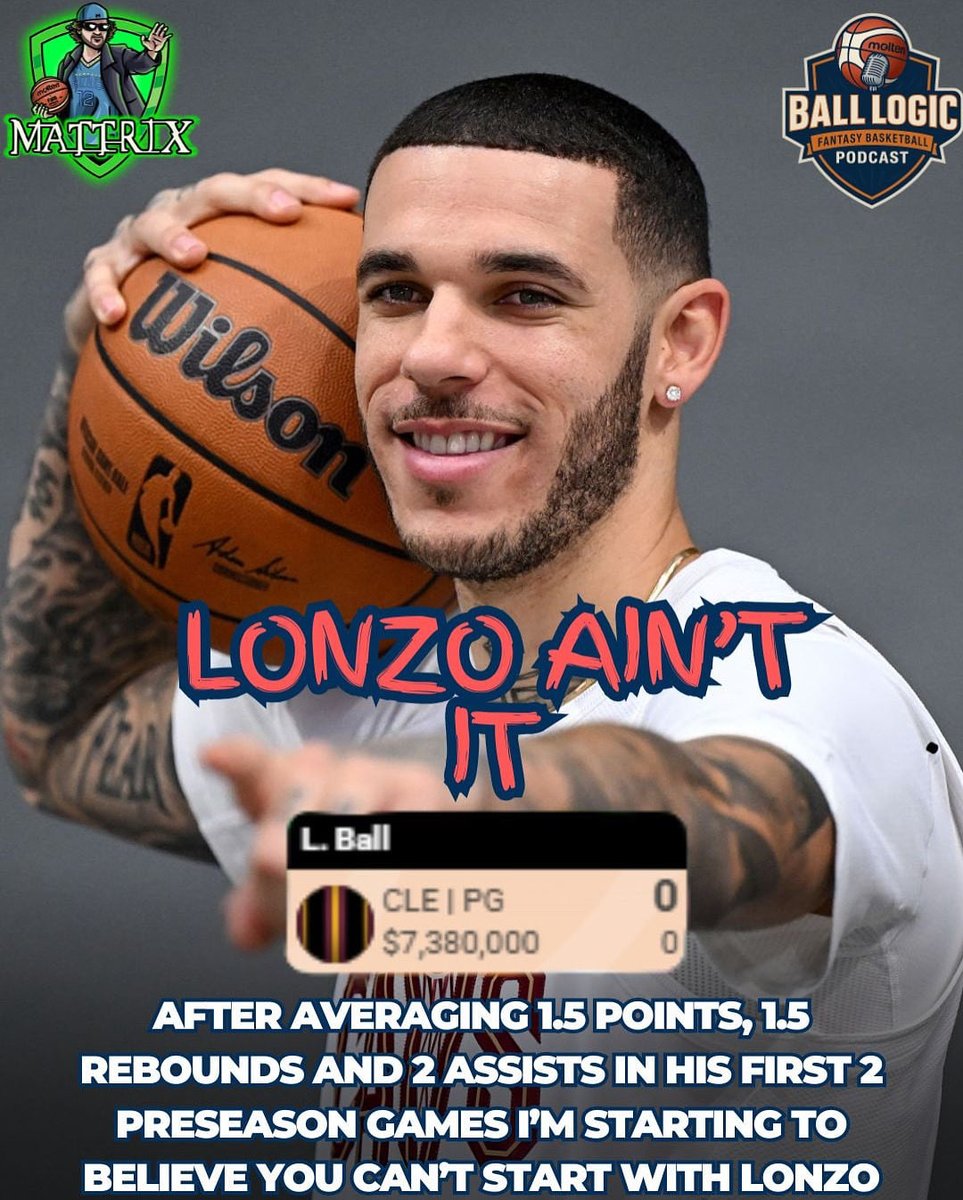 Yeah I might swerve this one!

Lonzo has struggled in his first couple preseason games admittedly in limited minutes but I haven’t seen enough to go with my original plan of starting with Ball in #nbasupercoach 

Can you start cheap or will you go Demin or Shepherd?
#nba
