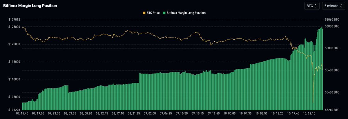 While positions nuked all around, the BTC longs on Bitfinex casually went up.