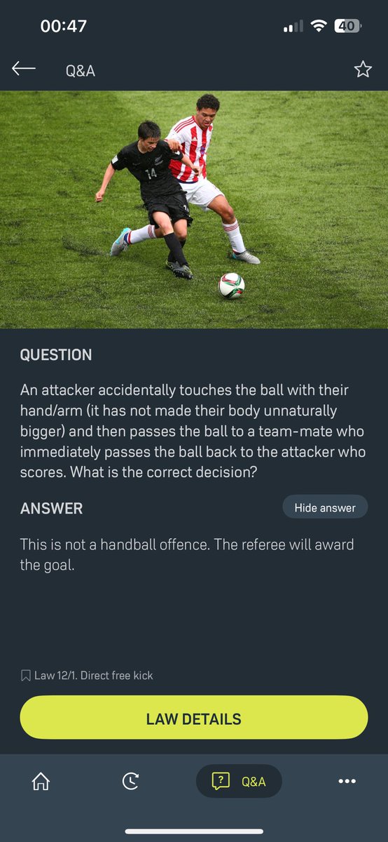 pauloshea24's tweet photo. @Rangers_Spares_ @joemandy81 That's an AI answer and isn't the current Laws of the Game. My screenshot is from the 2025/26 Laws in the IFAB App. As is this one from the Q&amp;A section…

The ref and VARs interpretation is spot on - if they believe it was accidental and didn't make his body unnaturally bigger. https://t.co/w3rdmvLRgt