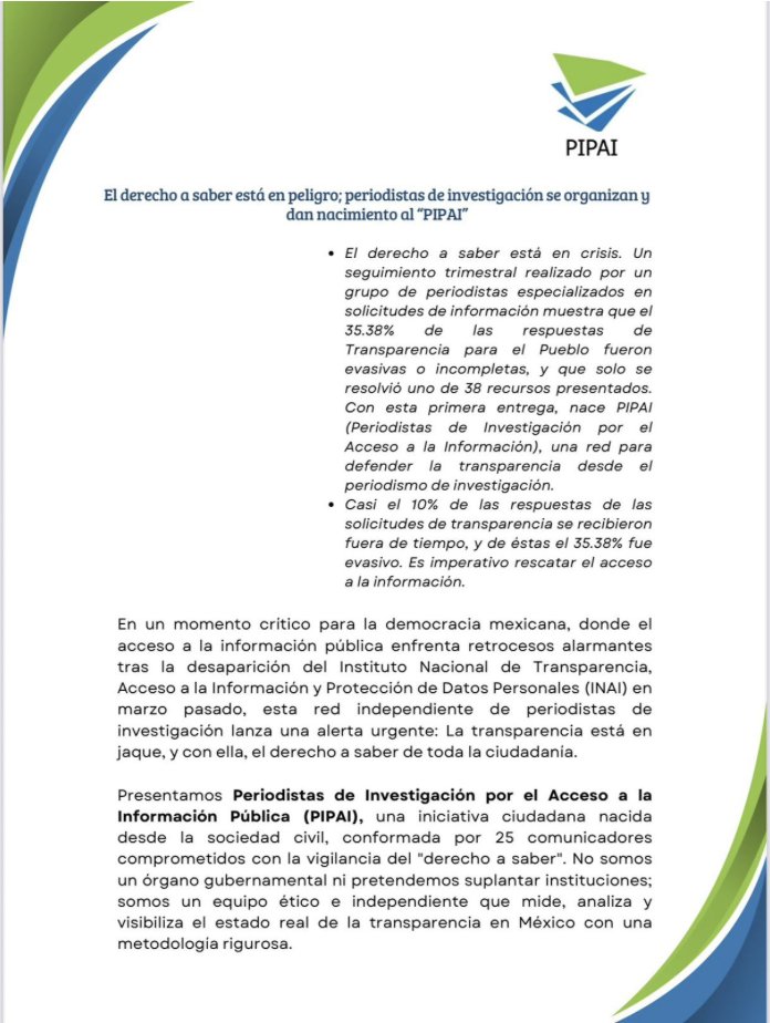 Un grupo de periodistas de investigación lanzó <a href="/PIPAIMX/">PIPAI</a>, una red independiente que busca vigilar el “derecho a saber”.

Una iniciativa ciudadana para medir el verdadero estado de la información pública.