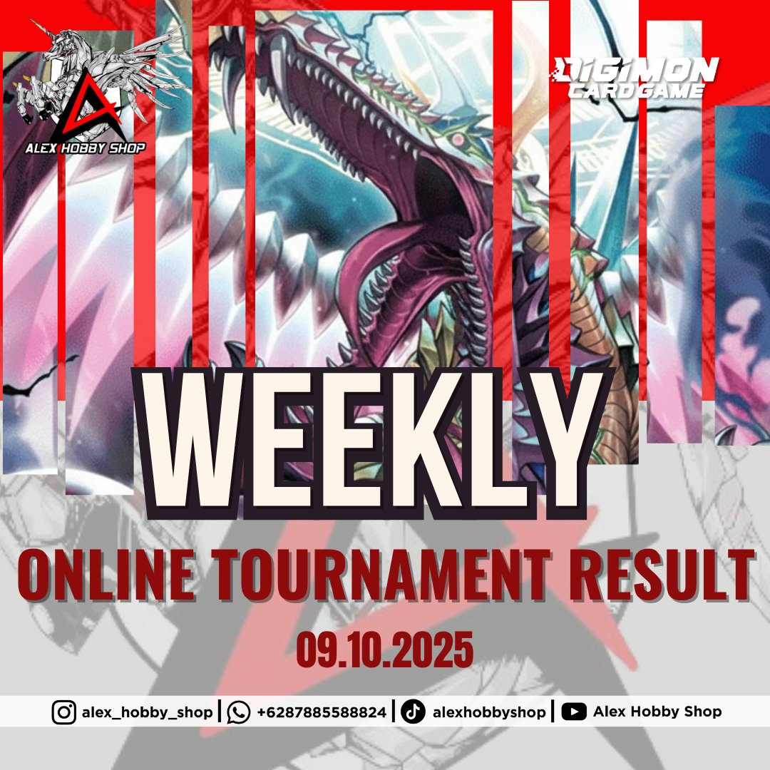 DigimonTCG_ID's tweet image. LGS/TO : Alex Hobby Shop
Event : Tamer Battle
City : Tangerang
Date : 09/10/2025
Participant : 6 Tamers
Champion : Poyoyo
Deck : Leviamon X
@digimonmeta
#デジモン #デジカ #デジモンカードゲーム #デジモンカード #Digimon
#Digimonmeta #dtcg
#digimoncardgame #DigimonTCGIndonesia