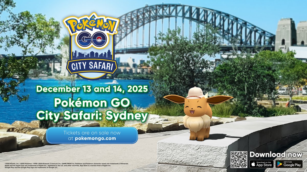 City Safari is coming to Australia! 🇦🇺

Grab your ticket to City Safari: Sydney and encounter Eevee wearing an explorer hat in the Harbour City!

#CitySafariSydney #PokemonGO