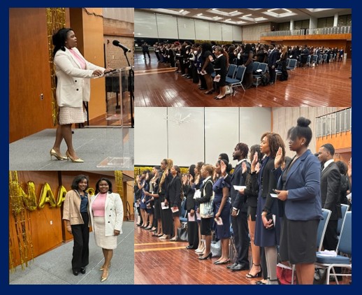 Anc5E08's tweet image. Tonight 300 @HowardU students were inducted into @hunaacp - Welcome to the @NAACP - @dcnaacp Chapter President @Carmel_Henry served as guest speaker. @DerrickNAACP