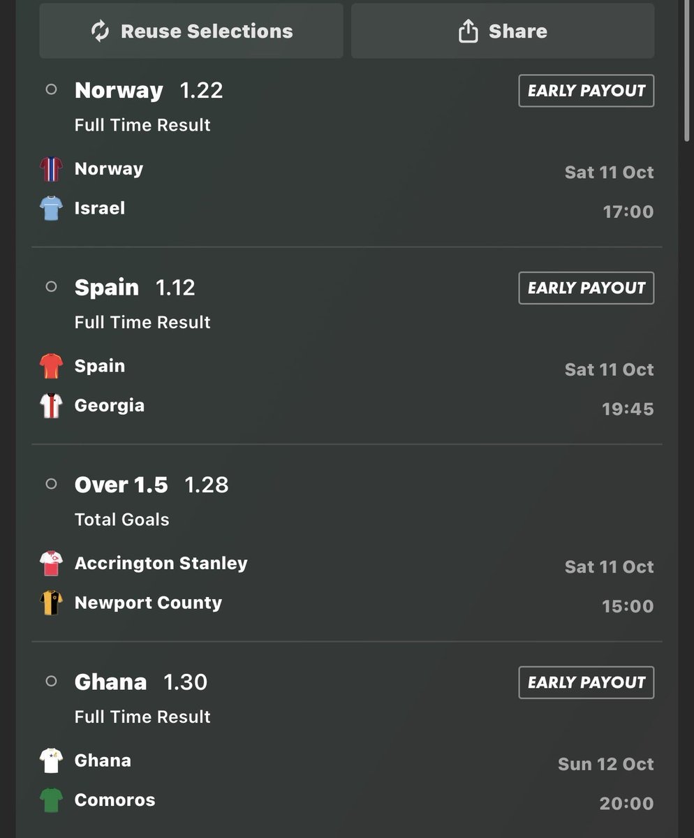 £850 TREBLE MAIN BET LETS CASH ❤️

🤑 Returns £1,870.00💷 😎

LIKE THIS POST ❤️ ,RT+ FOLLOW ME TO WIN £500.00 IF THIS LANDS ✈️