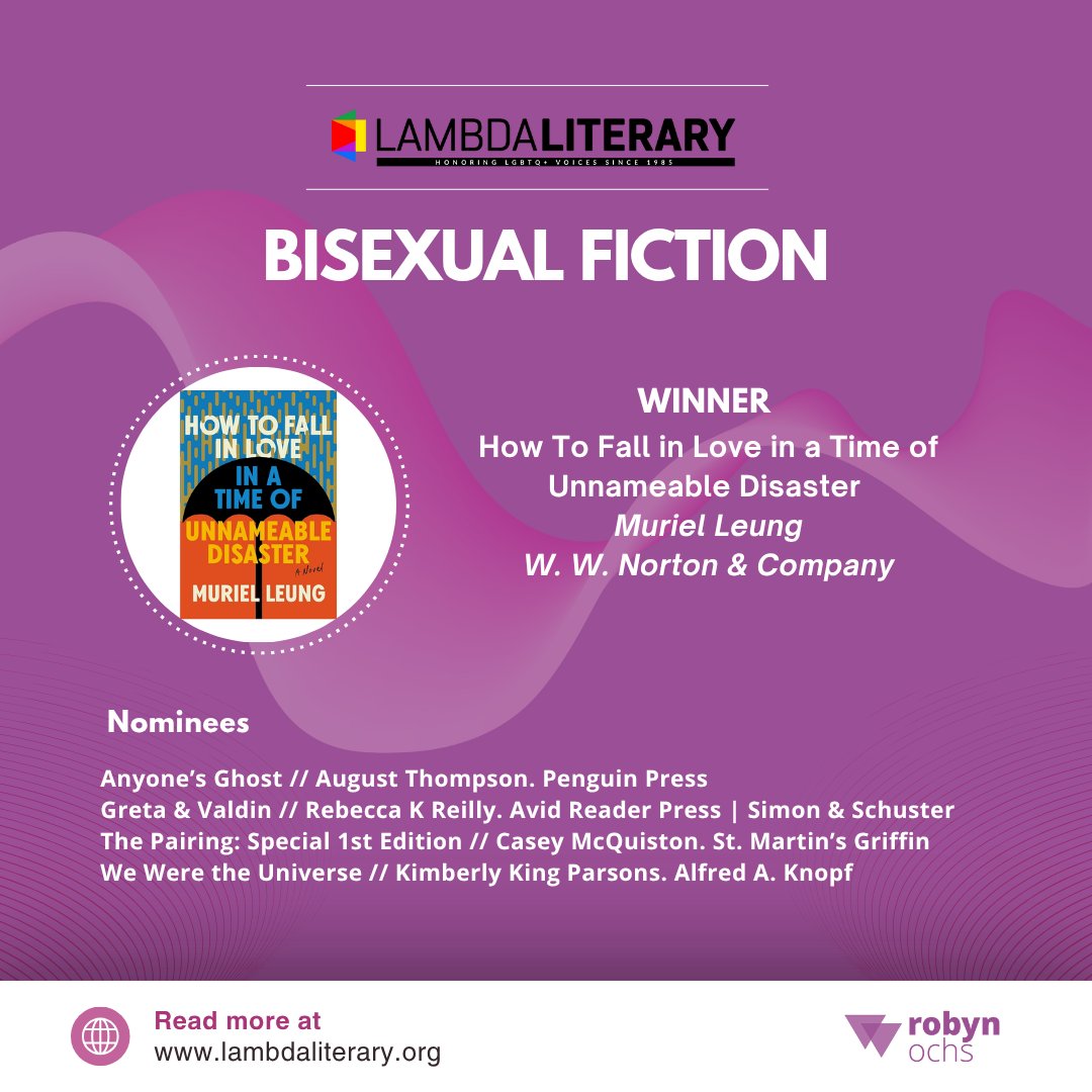 robynochs's tweet image. The 2025 Lammy Awards (Lambda Literary Awards) results are officially in! 🎉

Read the full list of nominees and winners at LambdaLiterary.org.

#2025Lammys #LambdaLiterary #LGBTQBooks #LiteraryAwards #Bisexual