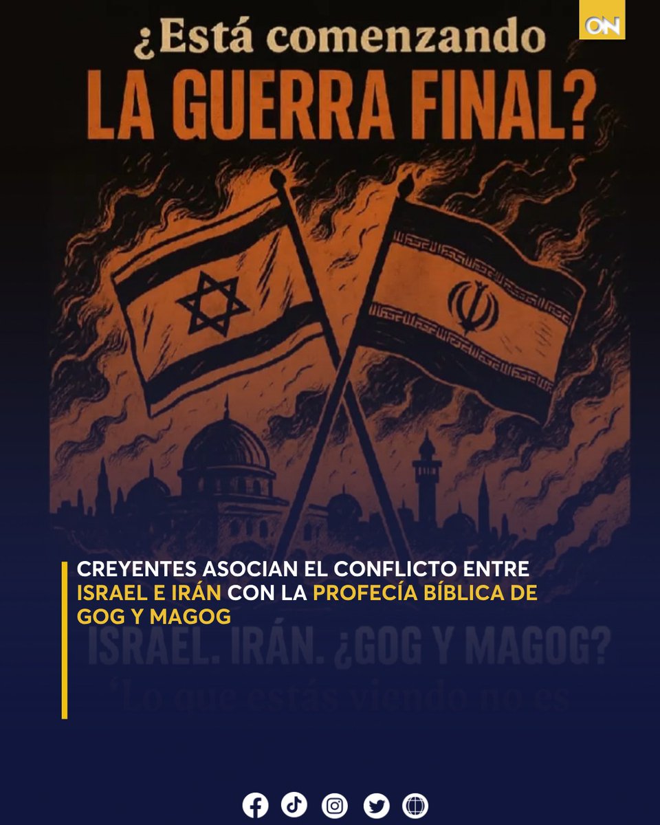 11_Noticias's tweet photo. 🌍🙏 Creyentes alrededor del mundo aseguran que el conflicto entre Israel e Irán cumple con la profecía de Gog y Magog
Más información aquí👉:https://t.co/gpzyafyxUT
#Israel #Irán #ProfecíaBíblica #GogYMagog #GranTribulación #Fe #Oración #Noticias247Hn https://t.co/68d6hsPrAV