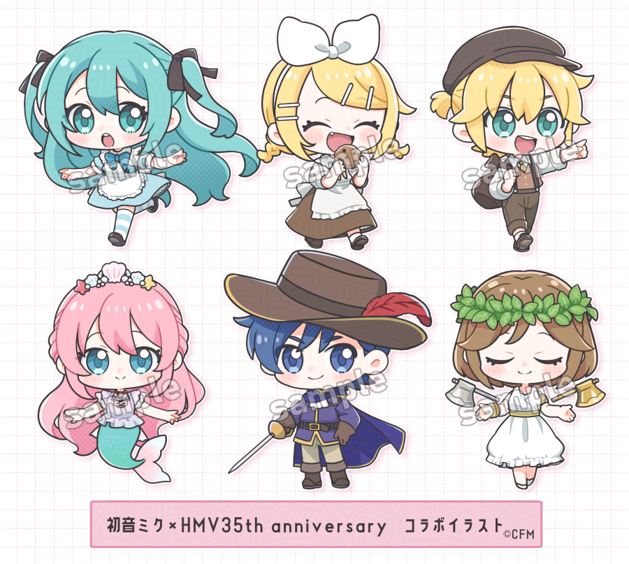 【お仕事】
初音ミク×HMV35th anniversaryにて、デフォルメイラストを制作させていただきました🐣
どうぞよろしくお願いします～！