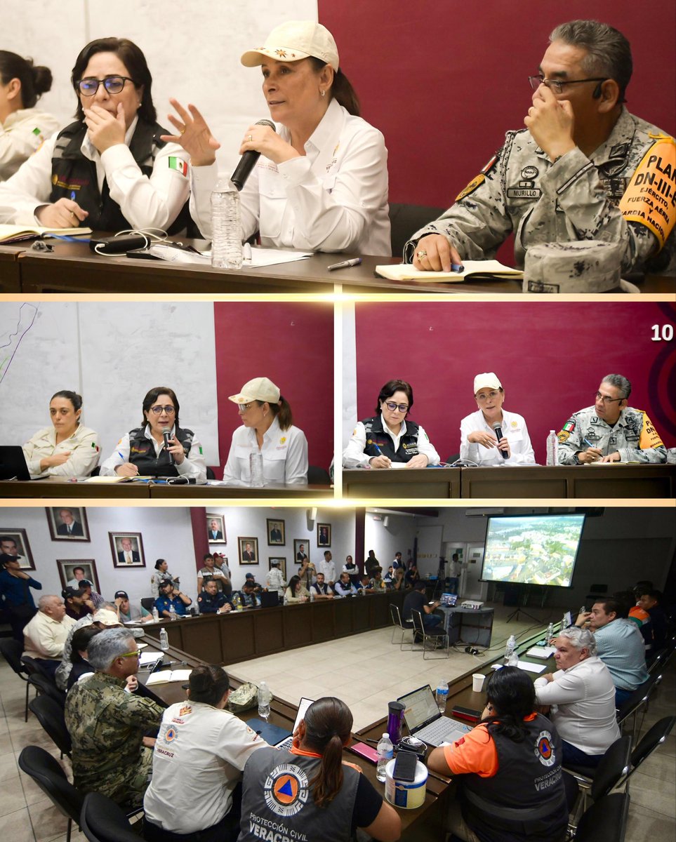 Sostuvimos reunión con Laura Velázquez Alzúa, coordinadora nacional de Protección Civil, en el Puesto de Comando de POZA RICA, junto con Ejército, Marina y Guardia Nacional, coordinando acciones ante las lluvias. Estamos atentos y comprometidos con la seguridad de la población.