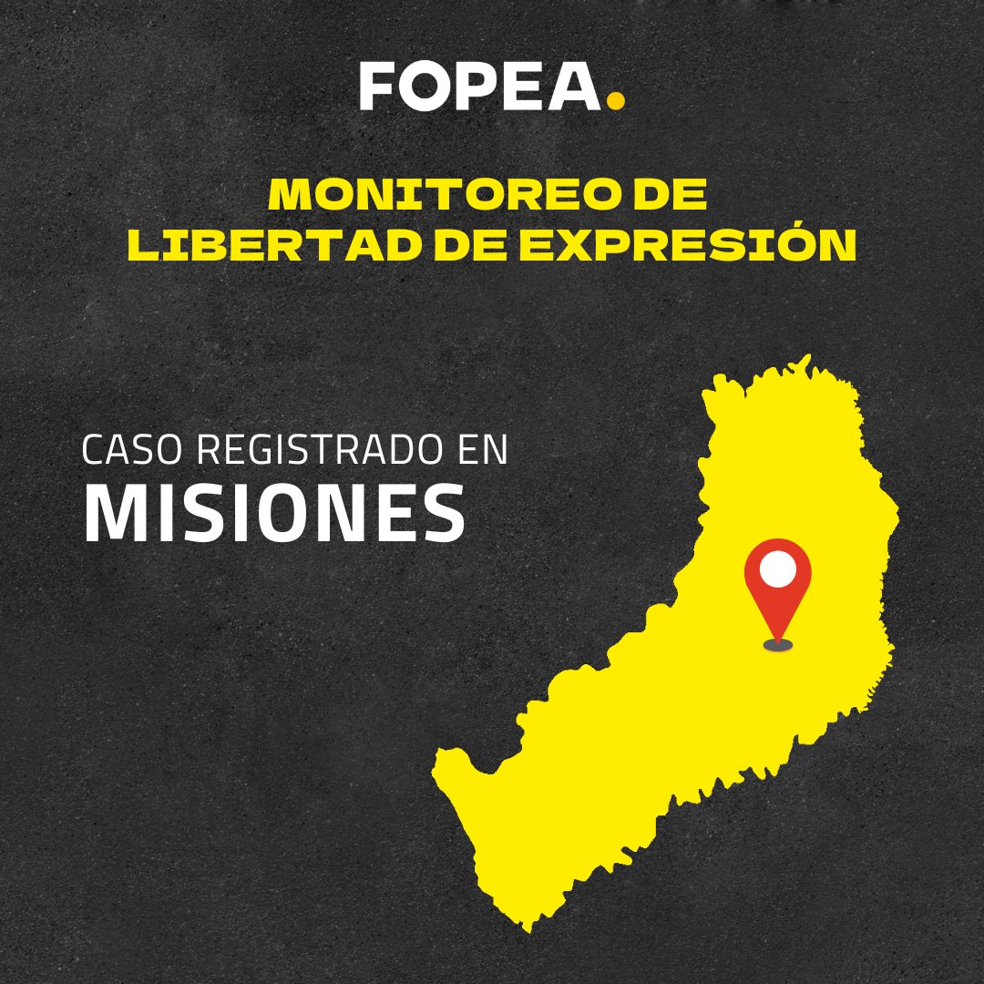 #FOPEALibertadDeExpresión 📷FOPEA se solidariza con el periodista Hugo Gauna (Eldorado, Misiones) y reclama a las autoridades de esa localidad garantías de protección para él y su familia

El Foro de Periodismo Argentino (FOPEA) se solidariza con el periodista <a href="/hugauna/">HG - Hugo Gauna</a> 👇🏻