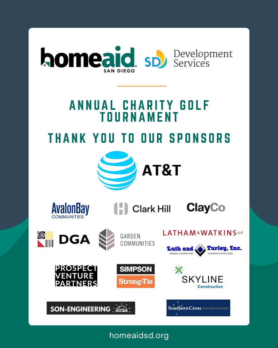 Thank you to our generous sponsors for making the <a href="/CityofSanDiego/">City of San Diego</a> Development Services Department Charity Golf Tournament a success! We’re also grateful to Michael Prinz and the DSD team for organizing such a great event and championing our cause. #endhomelessnessSD #housing4all