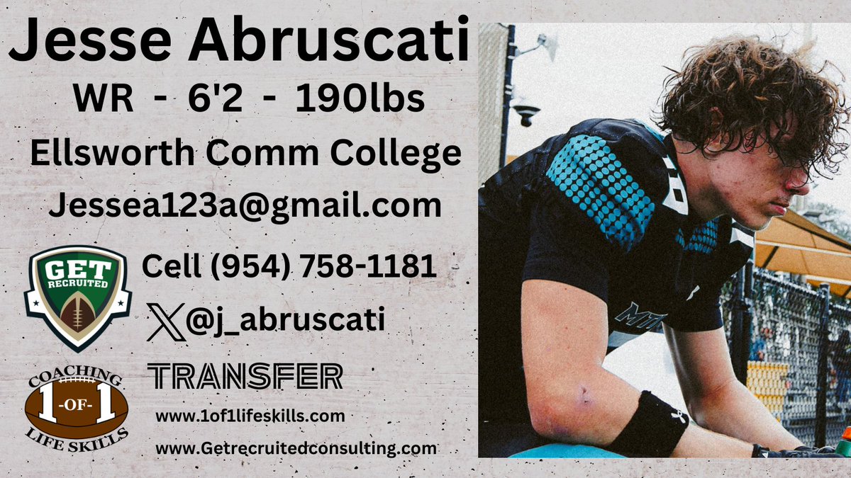 Get__Recruited's tweet image. Jesse Abruscati - Juco Transfer - WR - 6&apos;2, 190lbs - Great ball skills, athletic, &amp;amp; tough. Ellsworth Comm College - Profile:  app.productiverecruit.com/profile/jesse-……  @j_abruscati @1of1lifeskills @BloomUFootball @ClarionFootball @ESU_Football @EdinboroFB @FootballGannon @IUPfootball