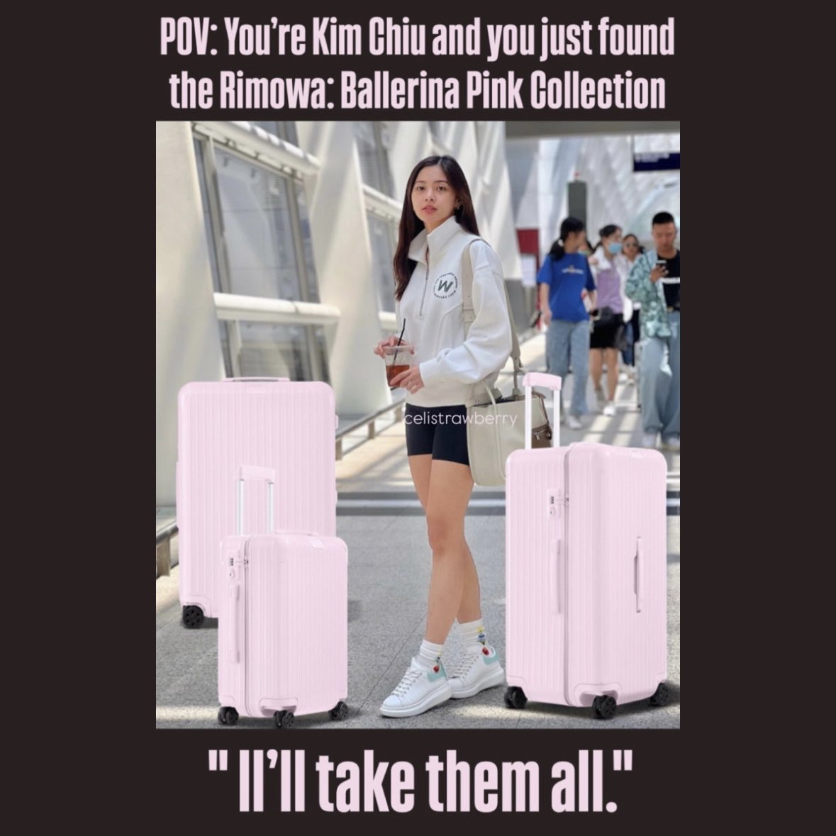 celinexberry's tweet photo. POV: You're Kim Chiu and you just found the Rimowa: Ballerina Pink Collection 🩷🩰

"I'll take them all." 🤣

@prinsesachinita @prinsesachinita @prinsesachinita @prinsesachinita @prinsesachinita @prinsesachinita https://t.co/yFvcTn1LVS