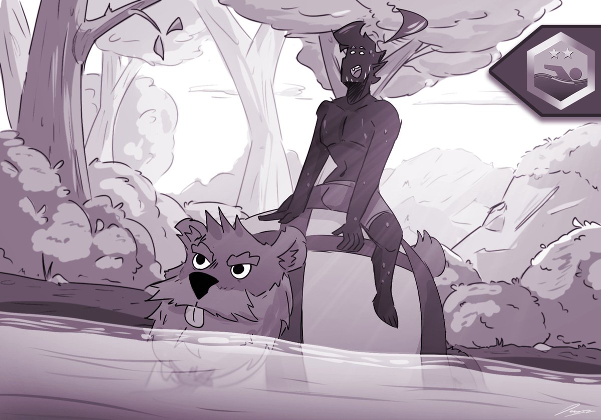 Danger (@dangerinshadows) on Twitter photo #Camptober2025 Day #10 - Swimming.  feat <a href="/GurluTheChair/">Gurlu</a> 
Bear in water.
#sketch #sketchtober #ocs #Camptober2025 Day #10 - Swimming.  feat <a href="/GurluTheChair/">Gurlu</a> 
Bear in water.
#sketch #sketchtober #ocs