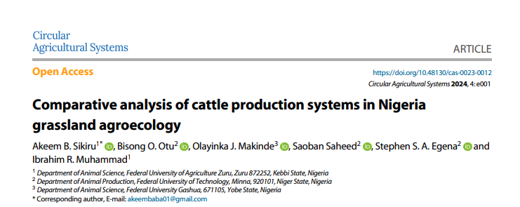 #CAS #DairyFarming #ClimateChange
Comparative analysis of #cattle #production systems in #Nigeria #grassland #agroecology. 
<a href="/MaximumAcademic/">Maximum Academic</a>

Details: maxapress.com/article/doi/10…