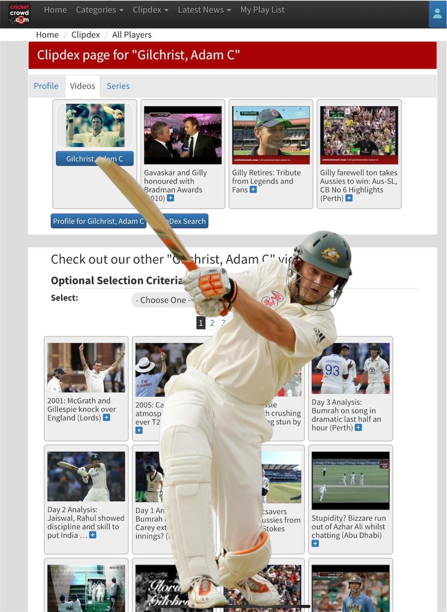 CricketCrowd's tweet photo. ON THIS DAY we celebrate the 56th birthday of Adam Gilchrist. Replay his career highlights on #ClipDex at https://t.co/mQrWMDPQcj

#Ashes #AUSvENG #ENGvAUS @gilly381 https://t.co/CiIHgGbE4S