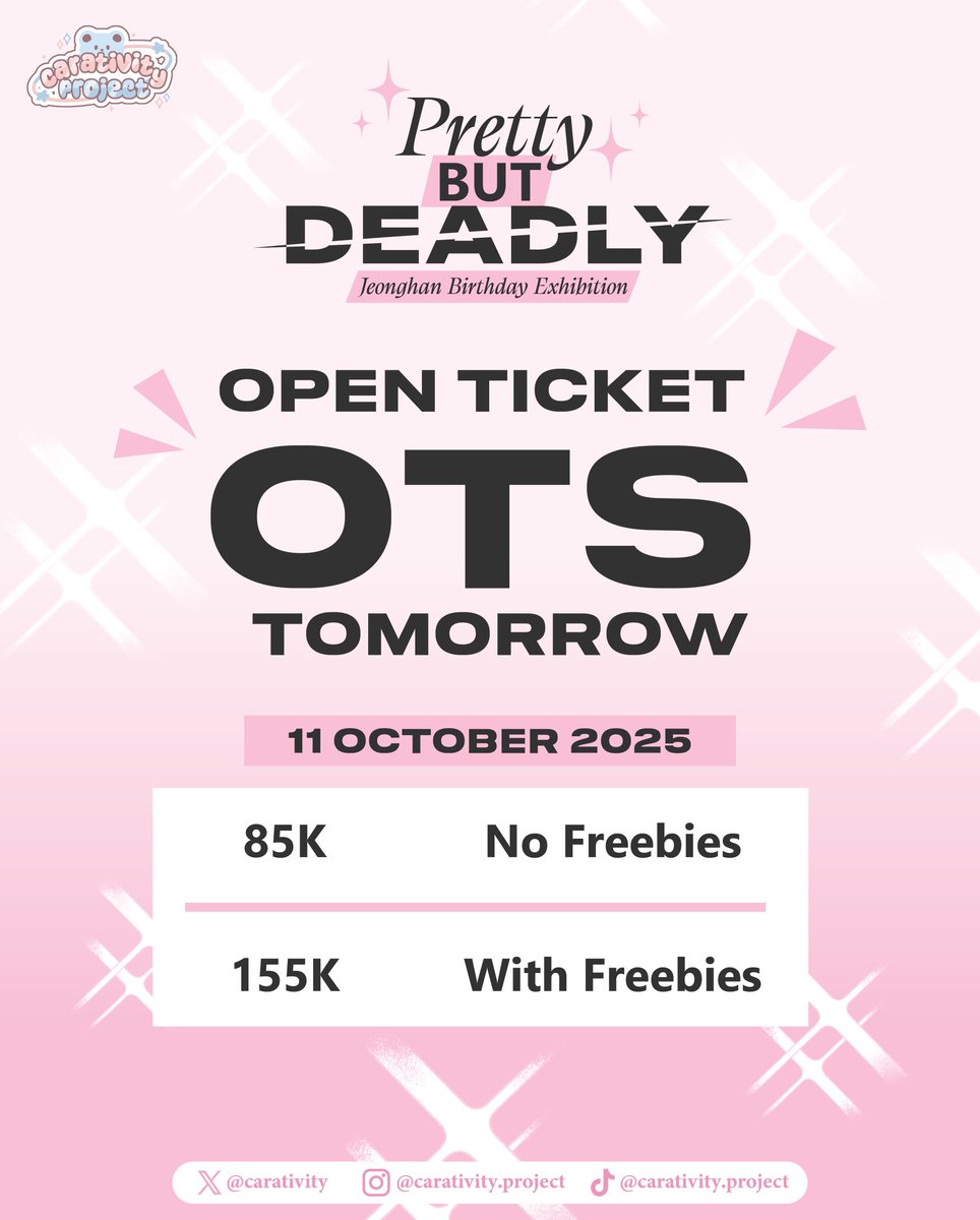 carativity's tweet image. Suprise!! 🤍🤍

You can get On The Spot Ticket at Venue (Taman Ismail Marzuki)

With Freebies : 155K
No Freebies : 85K

Carats!
are you waiting for? Go grab your Tix!!
