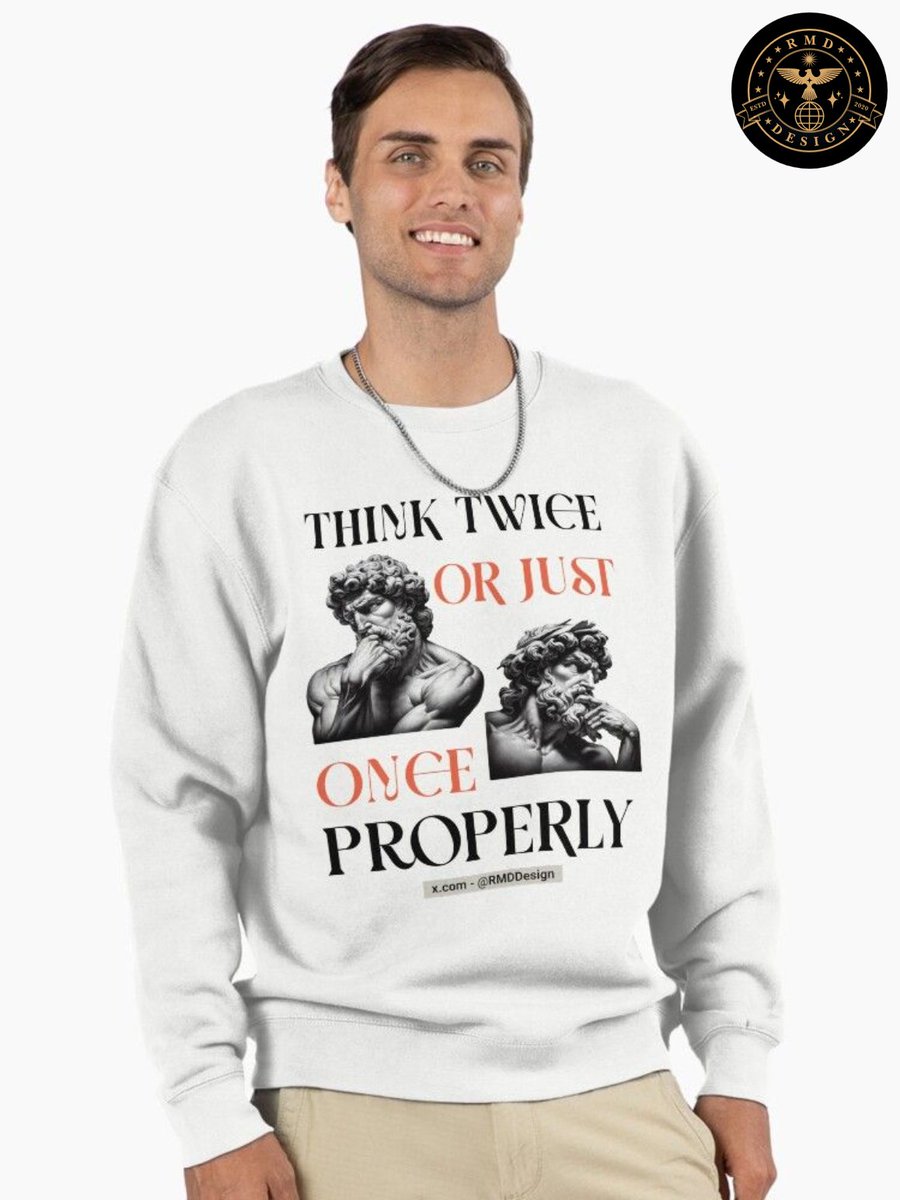 🟠🟠🟠🟠🟠🟠🟠🟠

🤔 "Think twice, or just once properly" – a reminder worth wearing! 😏 Get this stylish sweatshirt and make a statement – available in black or white, and customizable in various cool colors to suit your style!

Shop now:
redbubble.com/i/sweatshirt/T…

#Humor