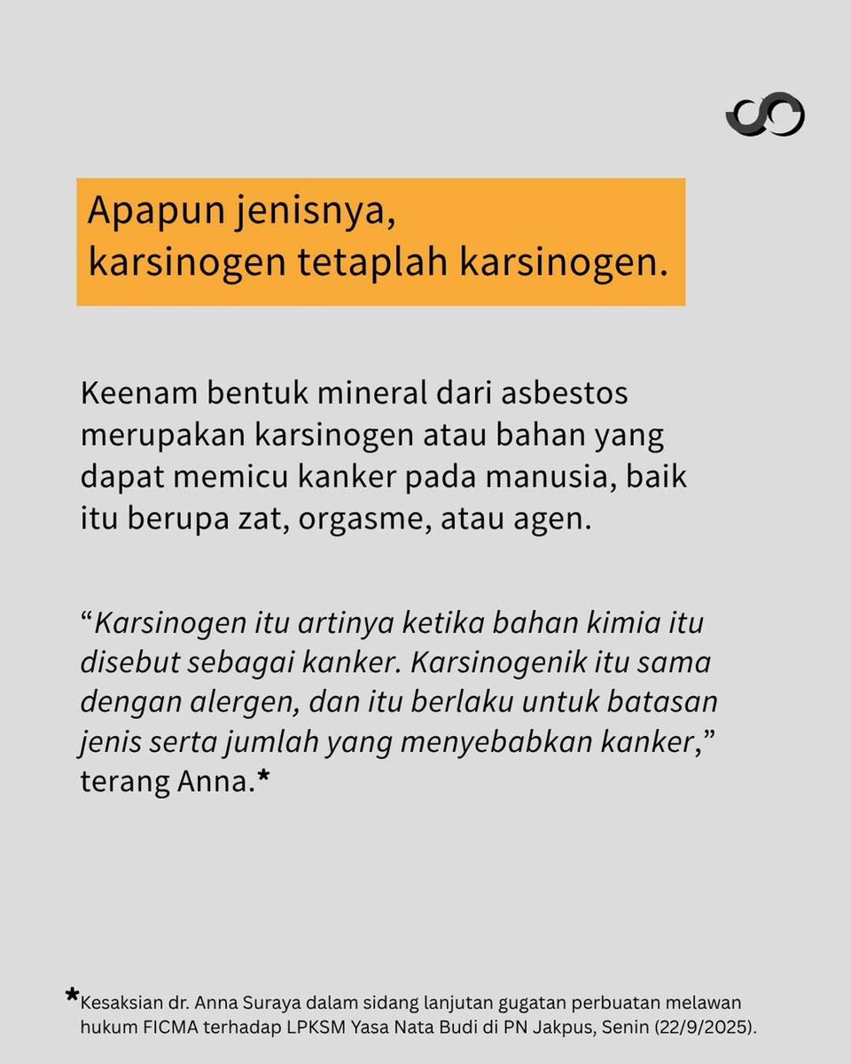 Diakronikcom's tweet photo. Sebagai bahan karsinogen, serat asbes dan segala jenis turunannya dapat menyebabkan asbestosis, kanker mesothelioma, dan kanker paru-paru. https://t.co/Jqot8i7QoT